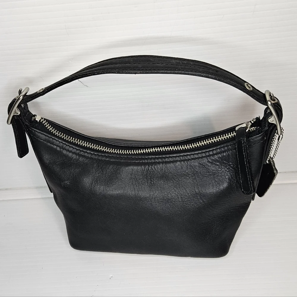 Coach Mini Demi Hobo Baguette Black Leather Purse 9844 Vintage Y2K 2002